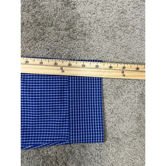 Van Heusen Traveler Dress Shirt XXL 18-18.5 Blue Plaid Button Front - Picture 3 of 8